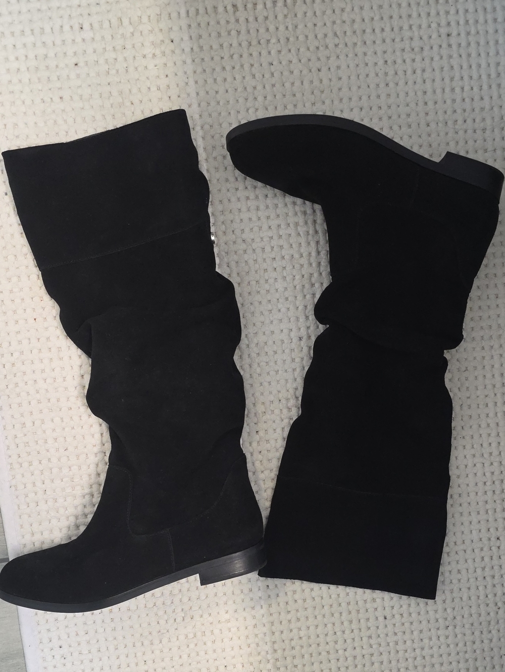 Steve Madden Balen Womens Black Faux Suede Slouch Knee High Boots